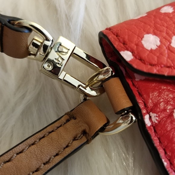 DVF Red and Pink Polka Dot Leather Envelope Wristlet - Picture 12 of 15